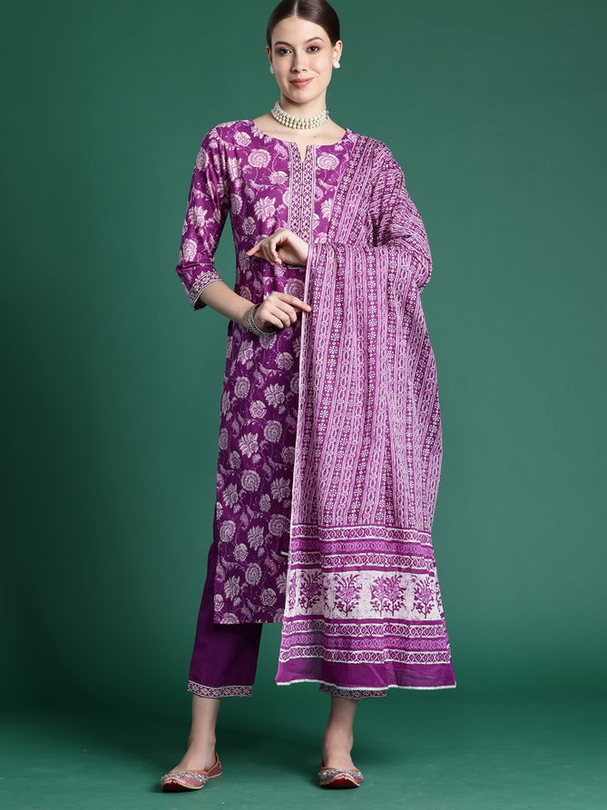 2489 Indo Era Summer Special Printed Cotton Kurti Bottom With Dupatta Wholesale Online
